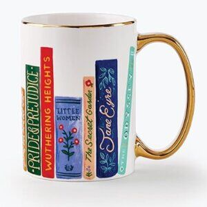 New Rifle Paper Co. book club 16 oz porcelain mug cup glass